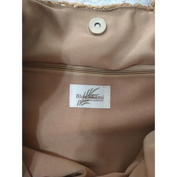 Blue Miami Straw Boho Summer Beach Bag - Picture 8 of 9